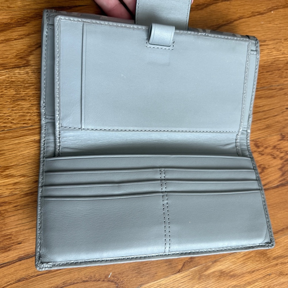 Coach gray silver CC print full size wallet with checkbook holder - Picture 7 of 11